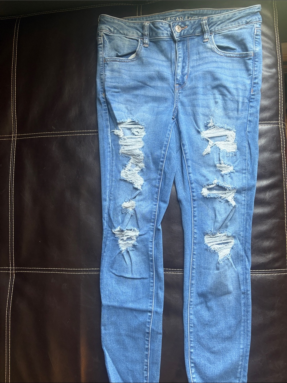 American Eagle Outfitters Medium Blue Ripped Skinny Jeans